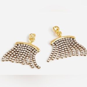 JCrew gold link and crystal fringe chandelier dangling earrings